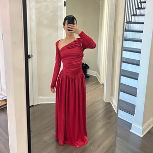 Elegant Red One-Shoulder Dress